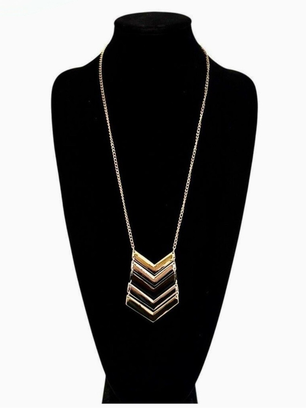 💎 LANE BRYANT Mixed Metals Sleek & Modern Chevron Chic Bib Necklace | NWT